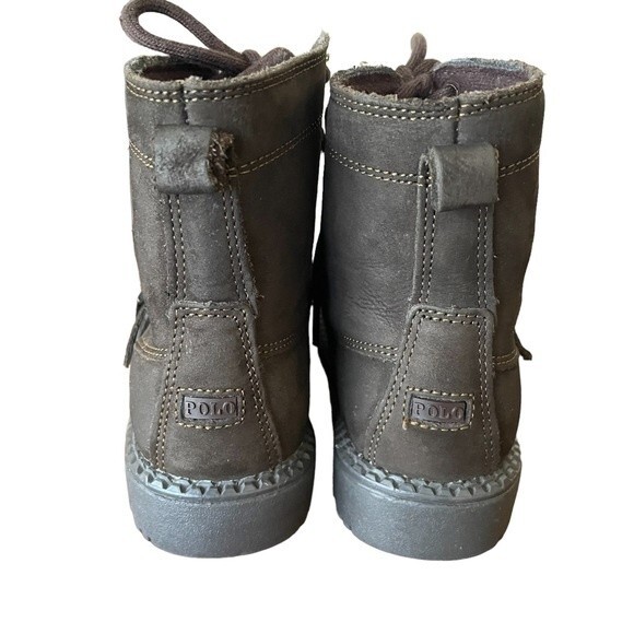 Polo Ralph Lauren Ranger Hi II Sweater Bear American Flag Buckle Boots Kid Sz 10 - Picture 5 of 8